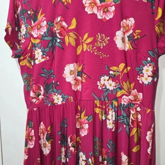 ANN TAYLOR LOFT ROSE PINK DRESS FLORAL PLEATED BODICE IS LINED - SZ 12 - Picture 3 of 5